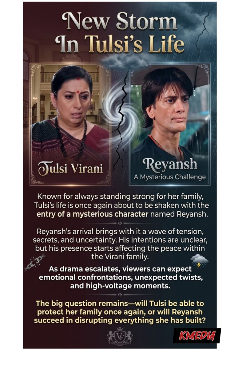 Tvmania2000's tweet photo. Tulsi vs a new storm — Reyansh enters and nothing will be the same! 👀🔥
#KyunkiSaasBhiKabhiBahuThi #Tulsi #Reyansh #TVDrama #IndianSerial #DailySoap #DramaAlert #Entertainment #TwistAhead https://t.co/JSRyNBIr53