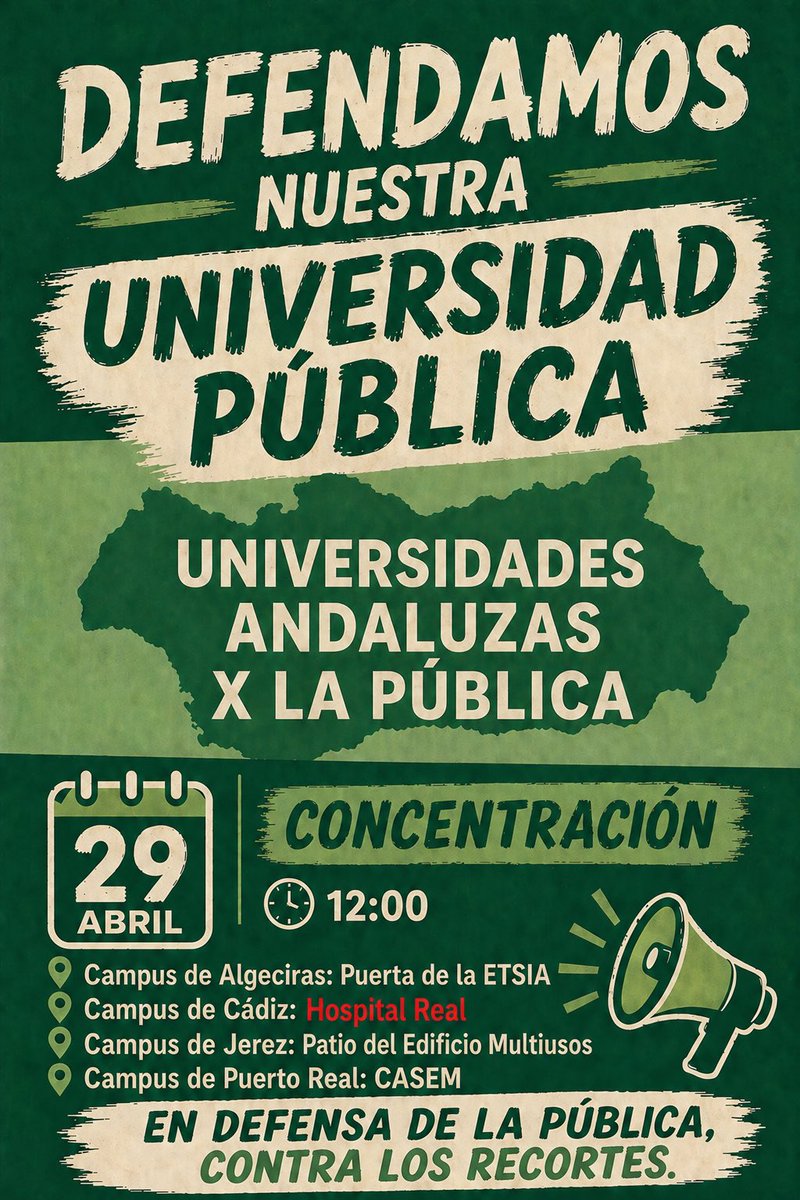 SiA_PDIP's tweet photo. El miércoles salimos en defensa de la universidad pública.
Cambio de ubicación en el Campus de Cádiz https://t.co/TgczIQD28Y