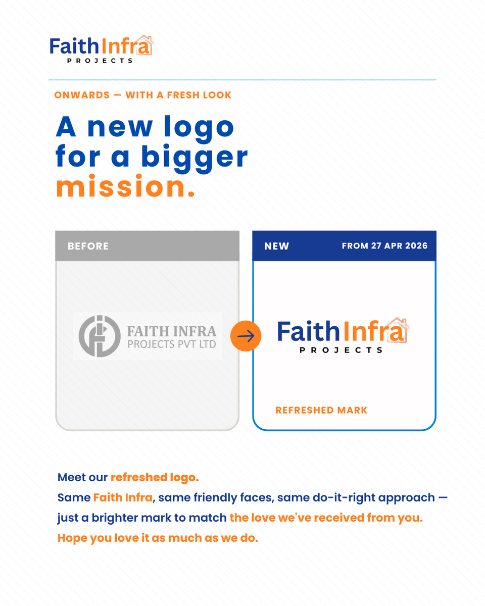 faithinfrapro's tweet image. Same Faith. Fresh look. ✨

Our logo just got a little brighter — but the people, the promise, and the work stay exactly the same.

Tap ❤️ if you like the new mark!

#FaithInfra #NewLogo #Waterproofing #HomeServices
