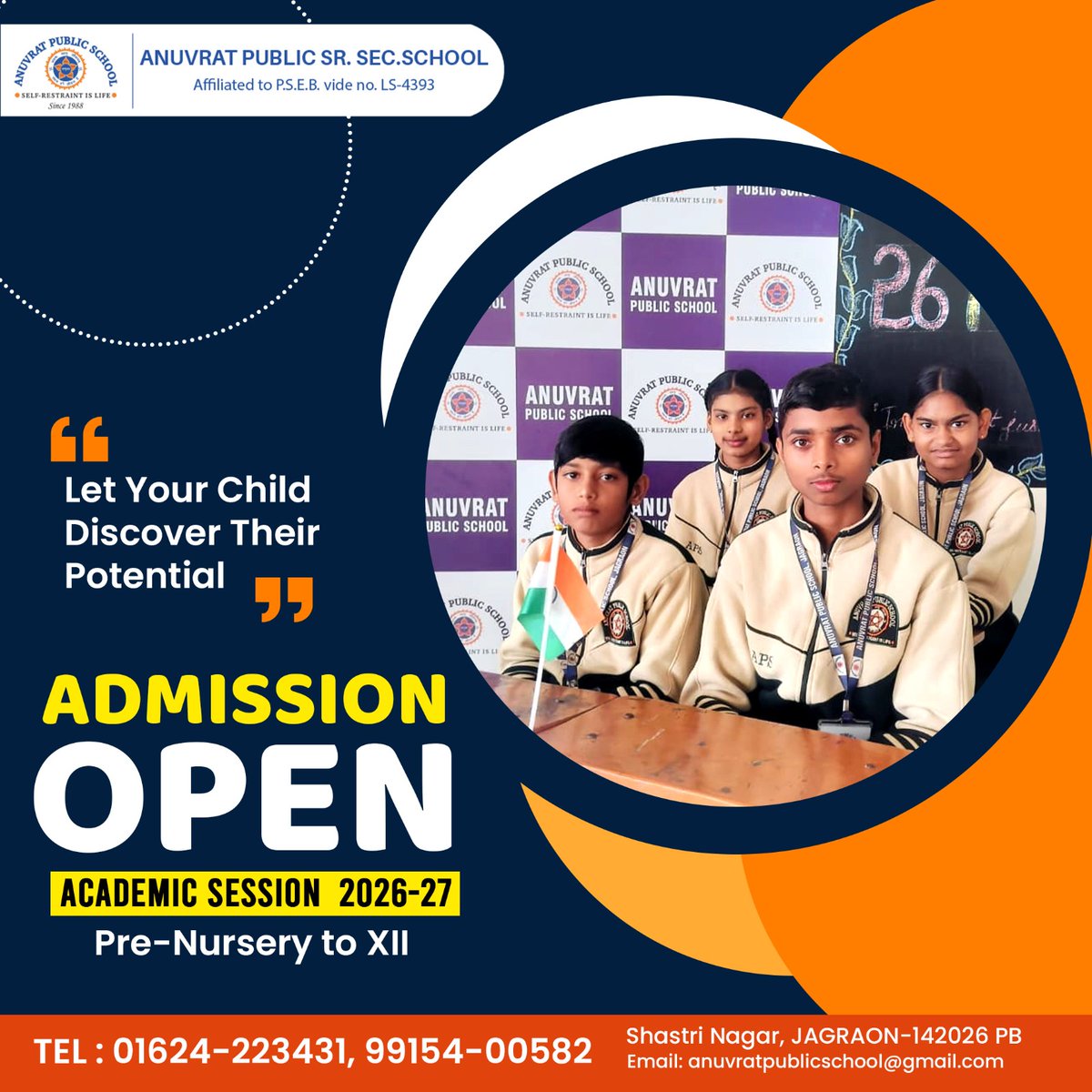 anuvratpublic's tweet image. Admissions open for 2026–27! 

Give your child the perfect place to learn, grow, and shine. Limited seats—enroll now!

#AdmissionOpen #EnrollNow #BrightFuture #SchoolAdmissions #QualityEducation #StudentSuccess #LearningJourney