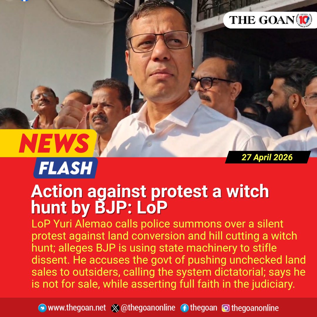 thegoanonline's tweet image. Action against #protest a witch hunt by BJP: LoP

#Goa #BreakingNews @Yurialemao9