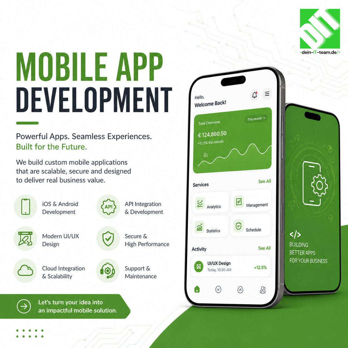 deinitteam's tweet image. Build smarter apps, faster 🚀
Scalable, secure &amp;amp; future-ready mobile solutions for your business.#AppDevelopment #MobileApps #Tech #Startup #DigitalTransformation