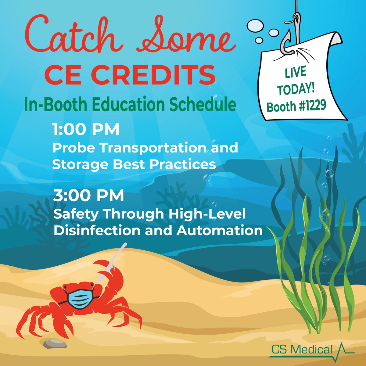 CSMedicalLLC's tweet image. Join us at today at @myHSPA Booth #1229 for in-booth education with @JillHolds!

1 PM: Probe Transportation and Storage Best Practices

3 PM: Safety Through High-Level Disinfection Automation

Arrive early seating is limited. Learn more.

#HSPA2026 #InfectionPrevention #SPD #HLD