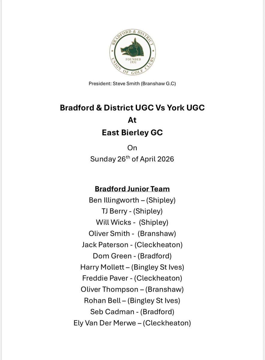 Bradford & District Union of Golf Clubs tweet media