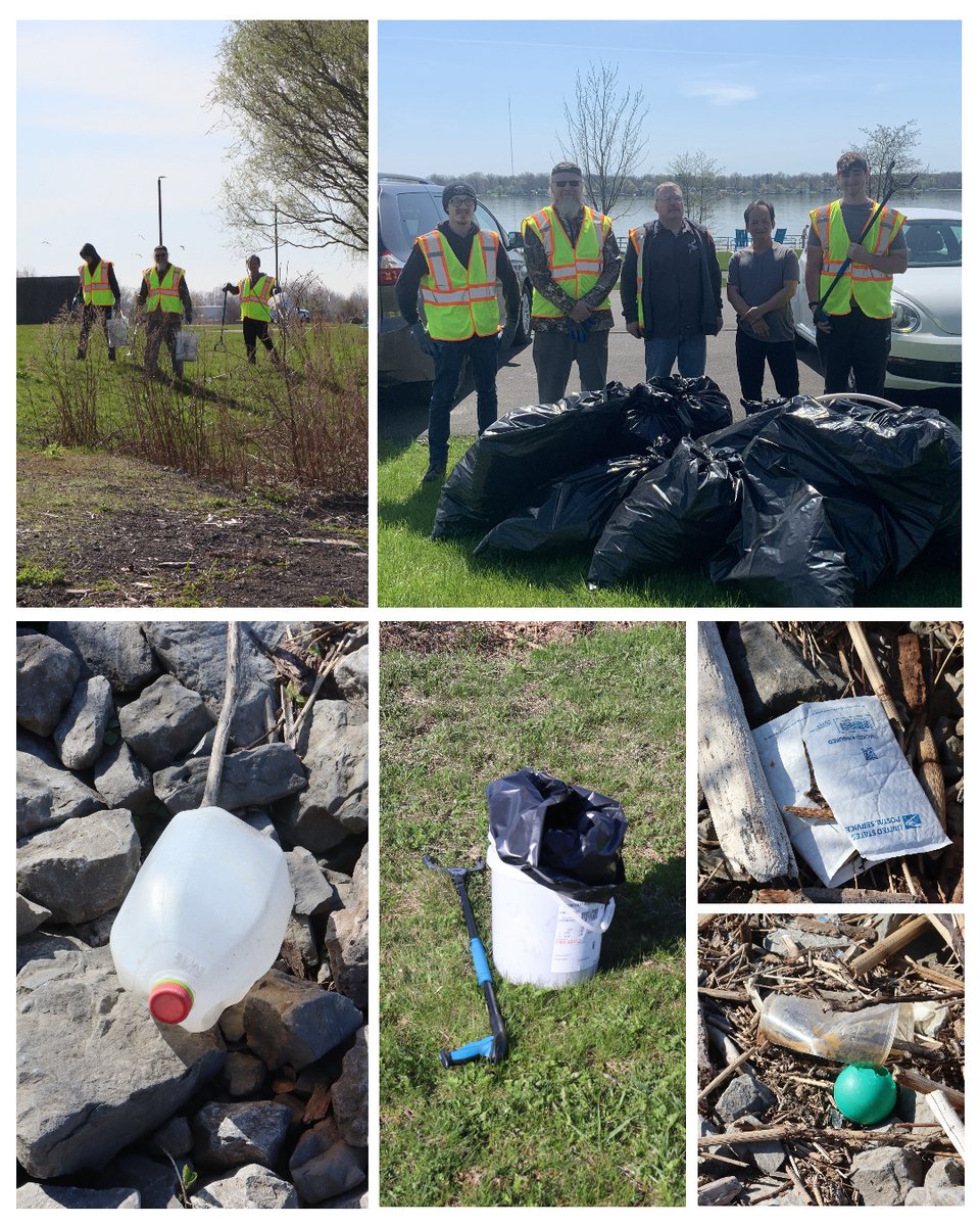 conferplastics's tweet photo. Last Thursday Darren, Eric, Mark, Hyunh, Caiden, Gina did a clean-up of the Niagara River shoreline at Gratwick Park (across the street from the factory) as part of Earth Day &amp; Buffalo Niagara Waterkeeper's Spring Sweep. They collected ELEVEN forty-gallon garbage bags of waste https://t.co/QzMKd85H6k