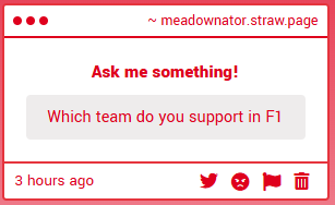 "Im a teenage girl my affection is the wind" -Summer smith, Rick and Morty

fr though im a Ferrari fan *mainly* but i unironically dont root for one team. im an engineer at heart so i just like talking about the cars and seeing what tricks people come up with.