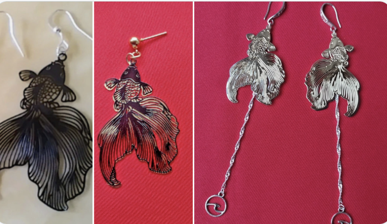 InessaW29's tweet image. ebay.co.uk/itm/1563215737… 

  Stunning Black DANGLING GOLD FISH EARRINGS + jewellery pouch 

#MHHSBD #goldfish #PartyAnimalsOutfitDesign #Fishguard #earrings #Stunning #ebayfinds #gifts #cute #petfish #Presents #birthday #aquarium #ebayseller #graduationday