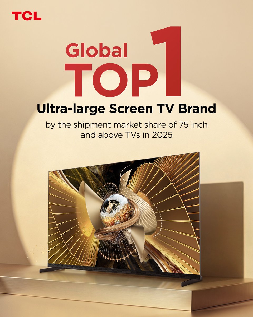 TclNigeria_'s tweet photo. When innovation meets excellence, results speak for themselves.

TCL is proudly Global Top 1 in Mini LED TV, Google TV, and Ultra-Large Screen TV.

For Top-Tier TV, Go Mini. For Mini, Choose TCL

#TCL #TCLNigeria #GlobalLeader #MiniLEDTV #GoogleTV #UltraLargeScreen #BestMiniLEDTV https://t.co/9Ked1xt5B1