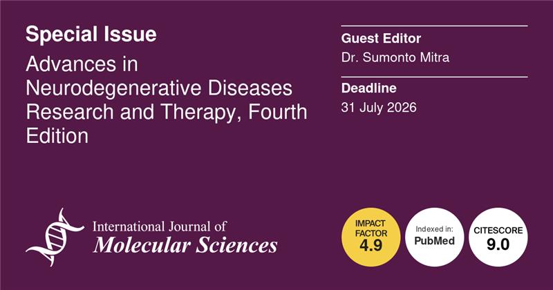 IJMS_MDPI's tweet image. 💡Calling for Papers💡

📚Advances in #Neurodegenerative Diseases Research and Therapy, Fourth Edition

👨‍🔬Guest Editor: Dr. Sumonto Mitra
🔗 Find Out More: mdpi.com/journal/ijms/s…
⏰Submission Deadline: 31 July 2026

#CallforPapers #OpenAccess #MDPIIJMS