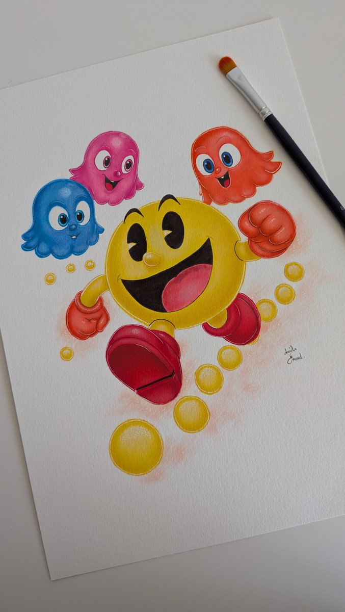 aurelie_emond's tweet image. Original illustration inspired by the retro Pac-Man game, hand-drawn.
Available on my website 
#pacman #retrogame