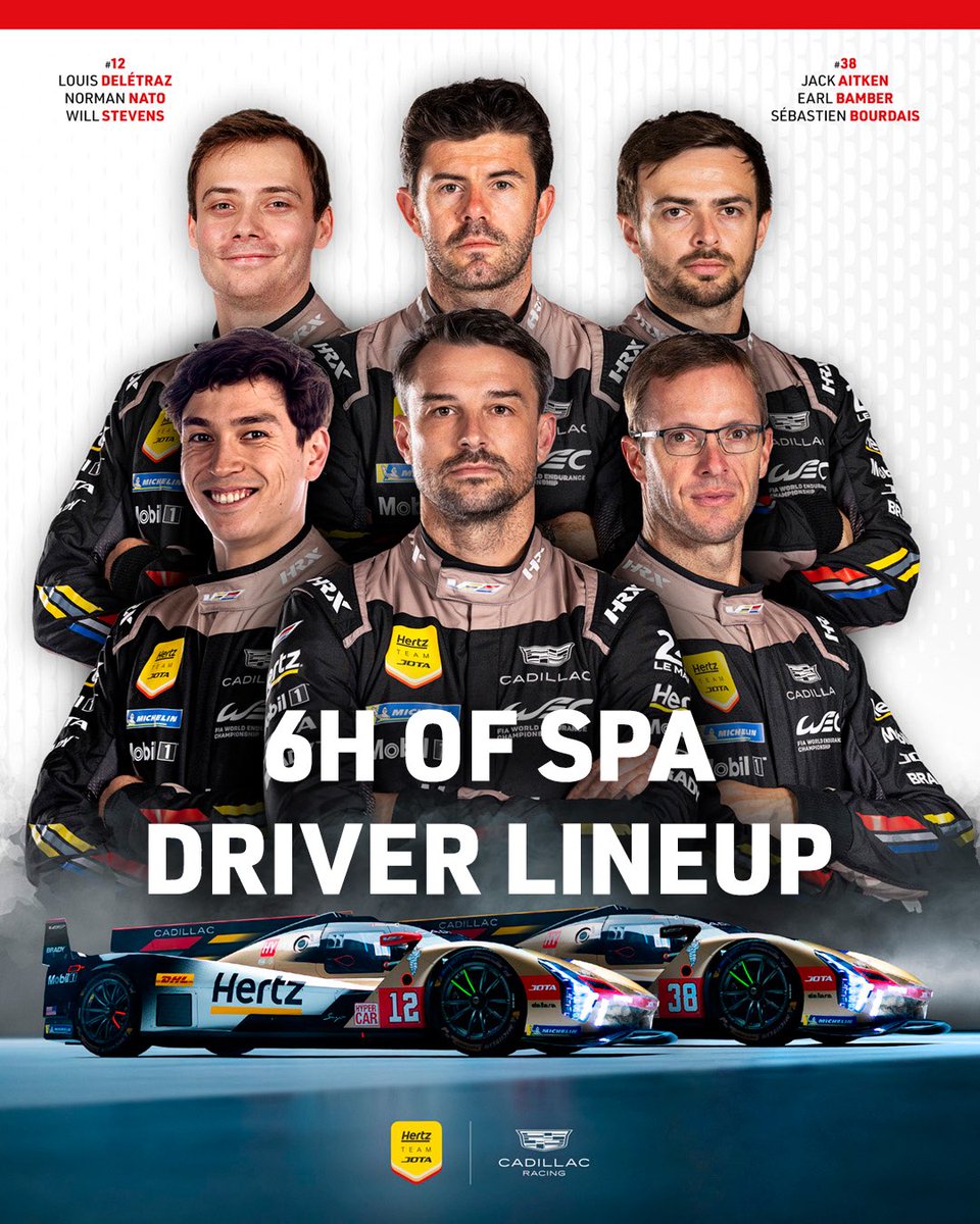 Line-ups locked for Spa. 🔒  Welcome to the team, <a href="/LouisDeletraz/">Louis Delétraz</a> 
IMSA race winner and Cadillac driver joins <a href="/NatoNorman/">Norman Nato</a> and <a href="/WillStevens_/">Will Stevens</a> in the #12 for Spa, as Alex Lynn continues his recovery.

Two Cadillacs. Full focus. Let’s go

#CHTJ #JOTASport #WEC #6HSpa