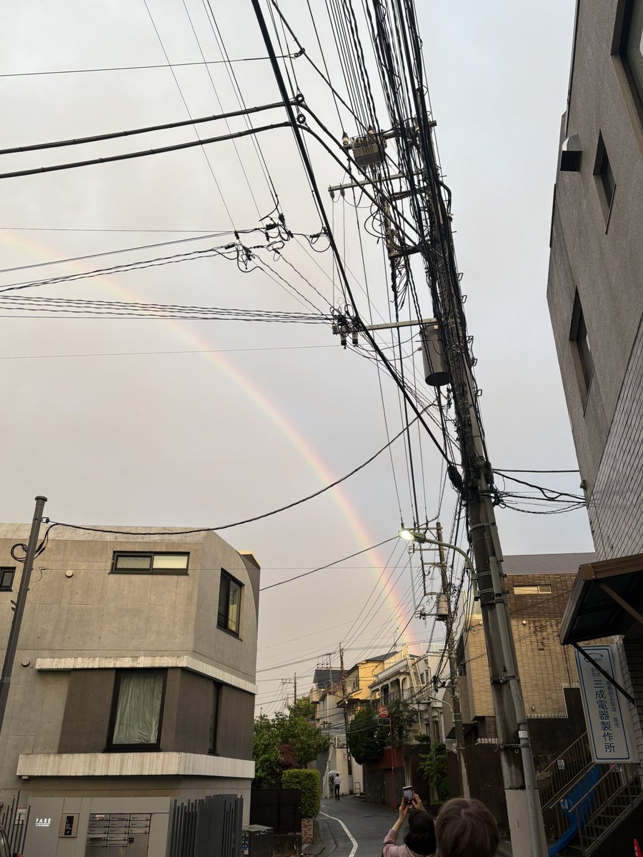 久々に大きな虹を見た(やっぱり電線がジャマ❗️)