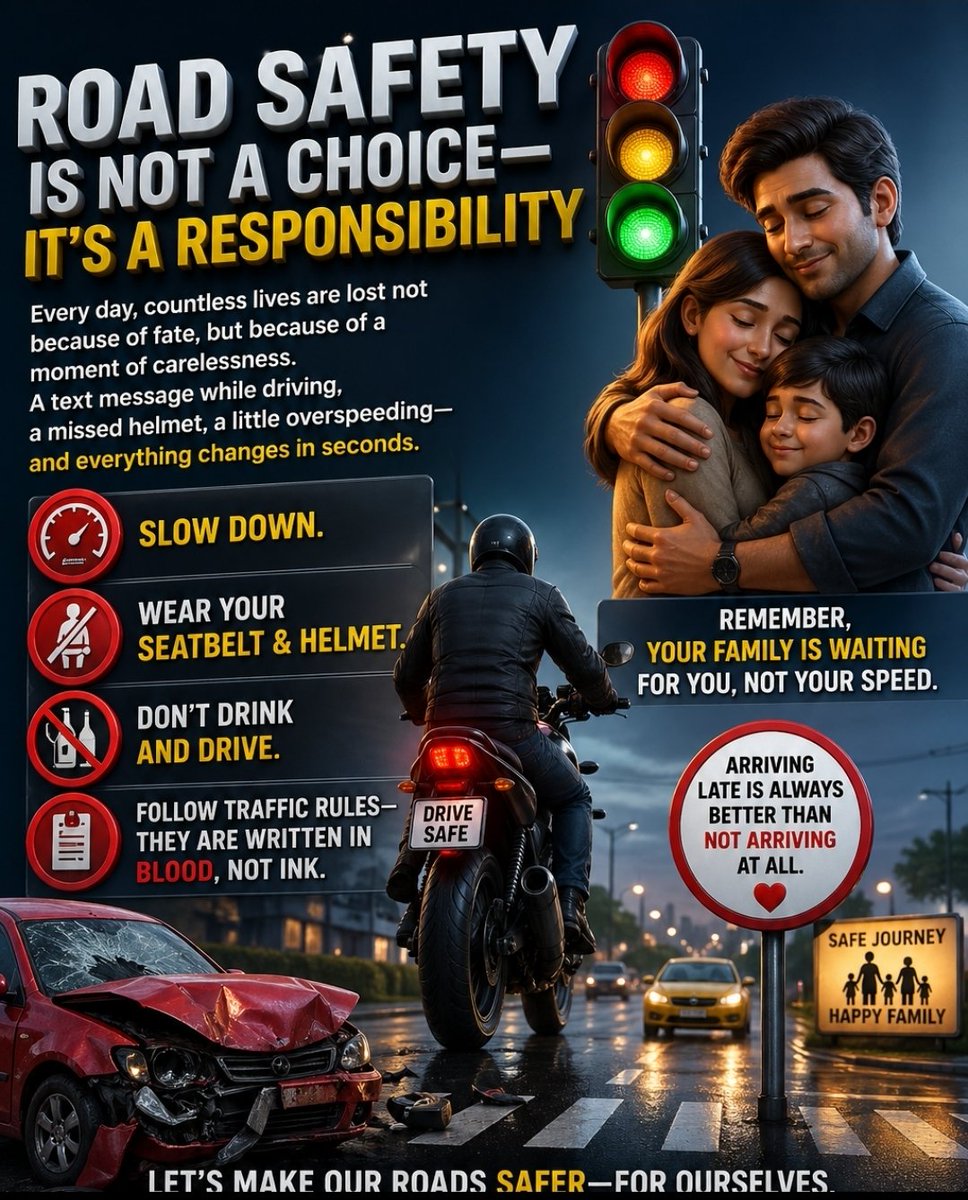 SNaseer144's tweet image. One Second of Carelessness, A Lifetime of Regret
#RoadSafety #DriveSafe #StayAlive #SafetyFirst #NoSpeeding #SaveLives #WearHelmet #SeatbeltSavesLives #DontDrinkAndDrive