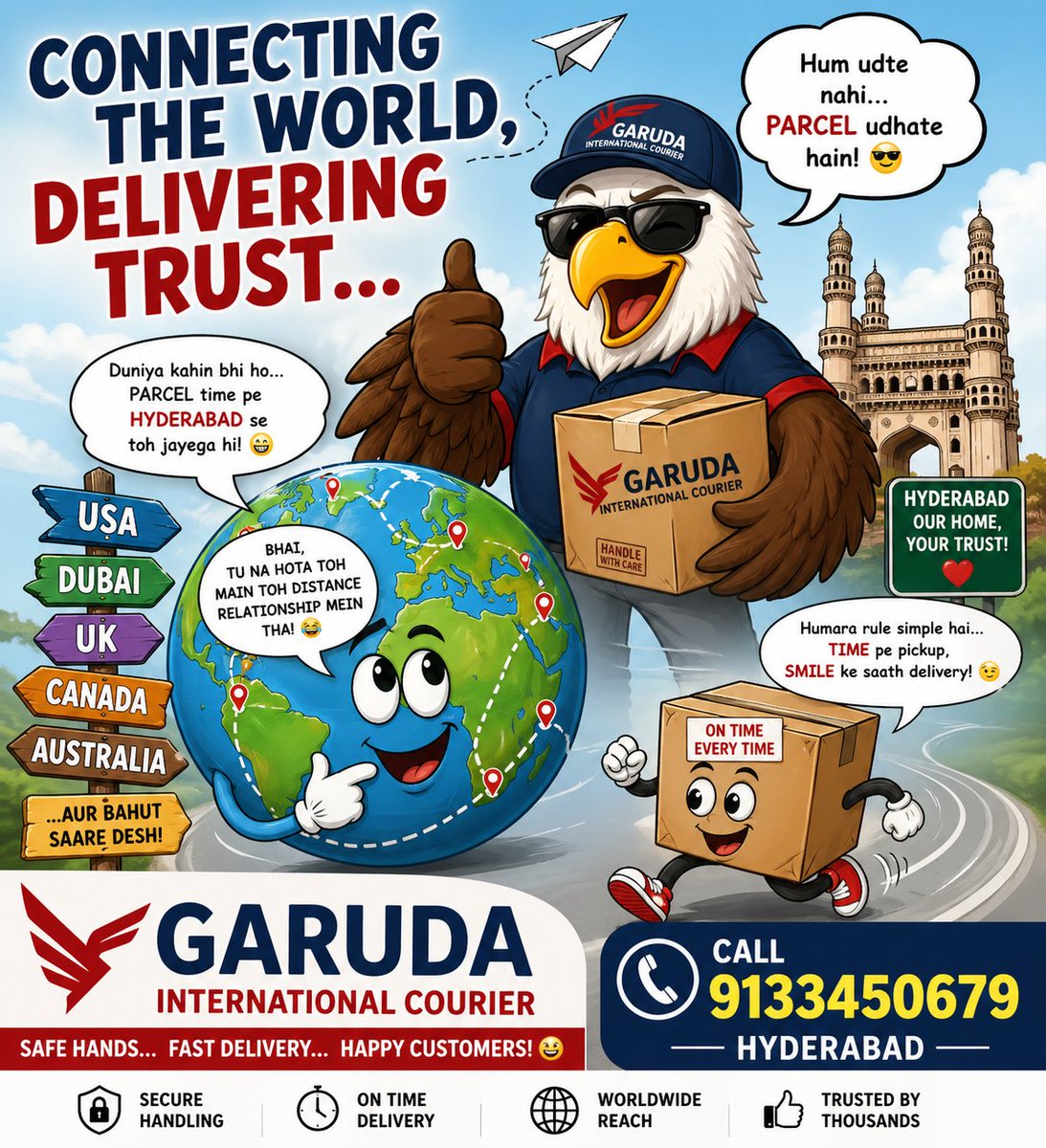 couriergaruda's tweet image. 📦 “Connecting the world… faster than your WiFi reconnects!”
— Garuda International Courier, Hyderabad

#GlobalDelivery #FamilyFirst #HardWork #CourierServices #ConnectingWorlds #LifeOfALogistician #InternationalShipping #Dedication #couriergaruda