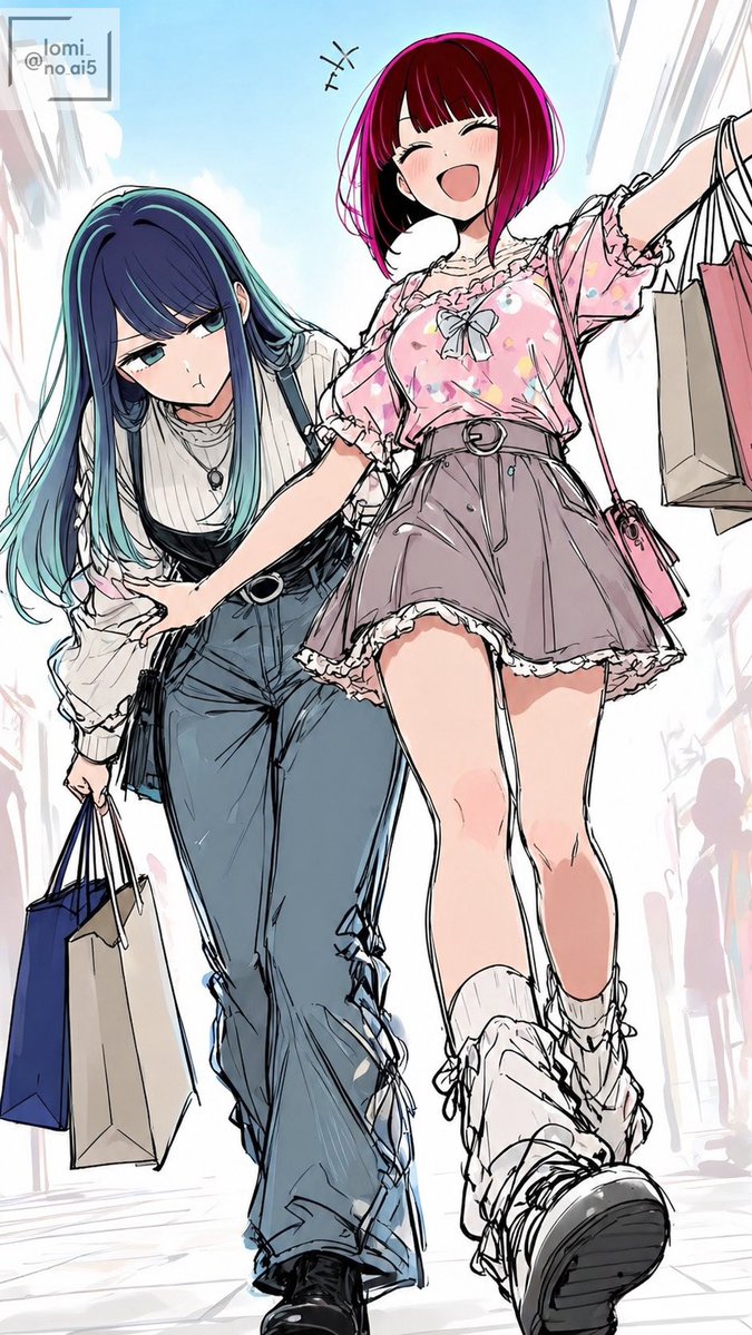 【黒川あかね✖︎有馬かな】

🎬shopping<1/2>

「あ〜、たっくさん買い物した〜❣️」

『かなちゃん、好きと思ったもの即買いするのやめなよ〜』