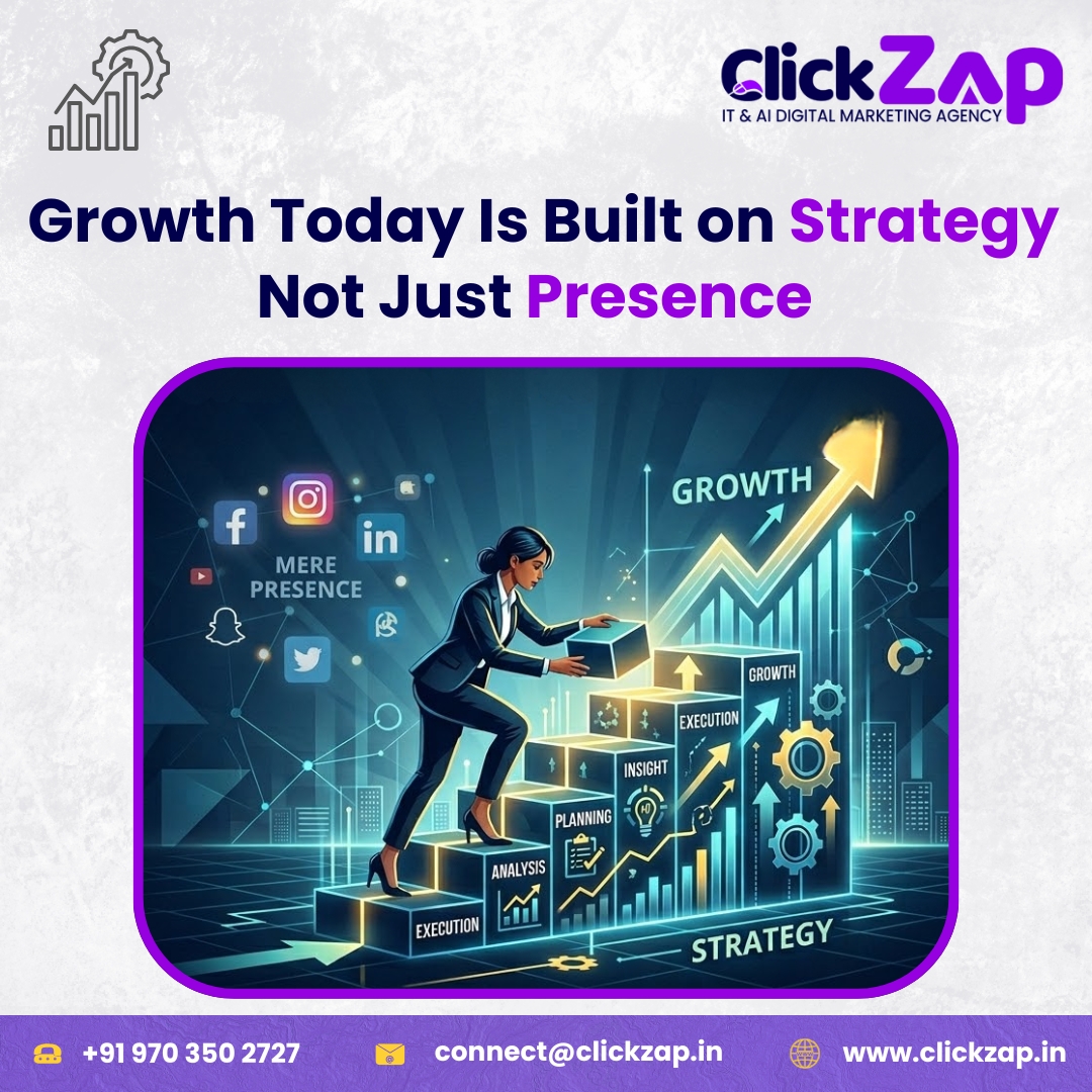 clickzapit's tweet image. 📈 Growth online isn’t about just being present — it’s about strategy. Smart planning, data-driven decisions &amp;amp; performance-focused execution drive real results. At #ClickZapIT, we turn ideas into growth that delivers impact. 🎯

#GrowthStrategy #DigitalSuccess #BusinessGrowth