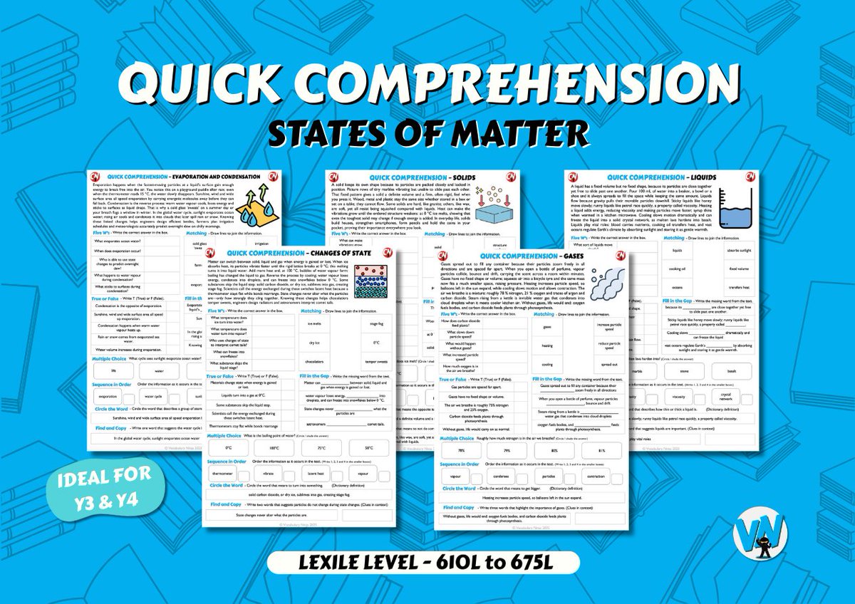VocabularyNinja's tweet photo. 🥷 NEW - Quick Comps - Topic Bundles 📚📝

💻 - https://t.co/1k8uZnUQ9m

📚 Each bundle had 5 unique texts and questions
📙 Original non-fiction texts
📈 Text levelled via Lexile Levels.
⏰ Complete in 10-15 minutes

#reading #comprehension #teacherresources #primaryteacher https://t.co/0FMG7Ws2vI