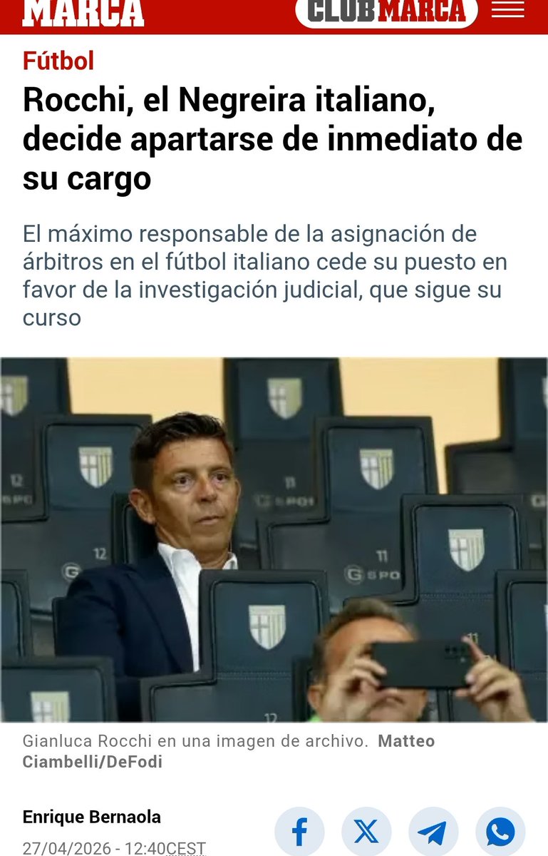 Rocchi no era el "Negreira italiano". por qué que de sepa no ha estado recibiendo pagos del Inter por neutralidad ni tenía un "indíce corruptor" para decidir que árbitrò subía o bajaba. 
Rocchi es un Medina Culelntalejo
