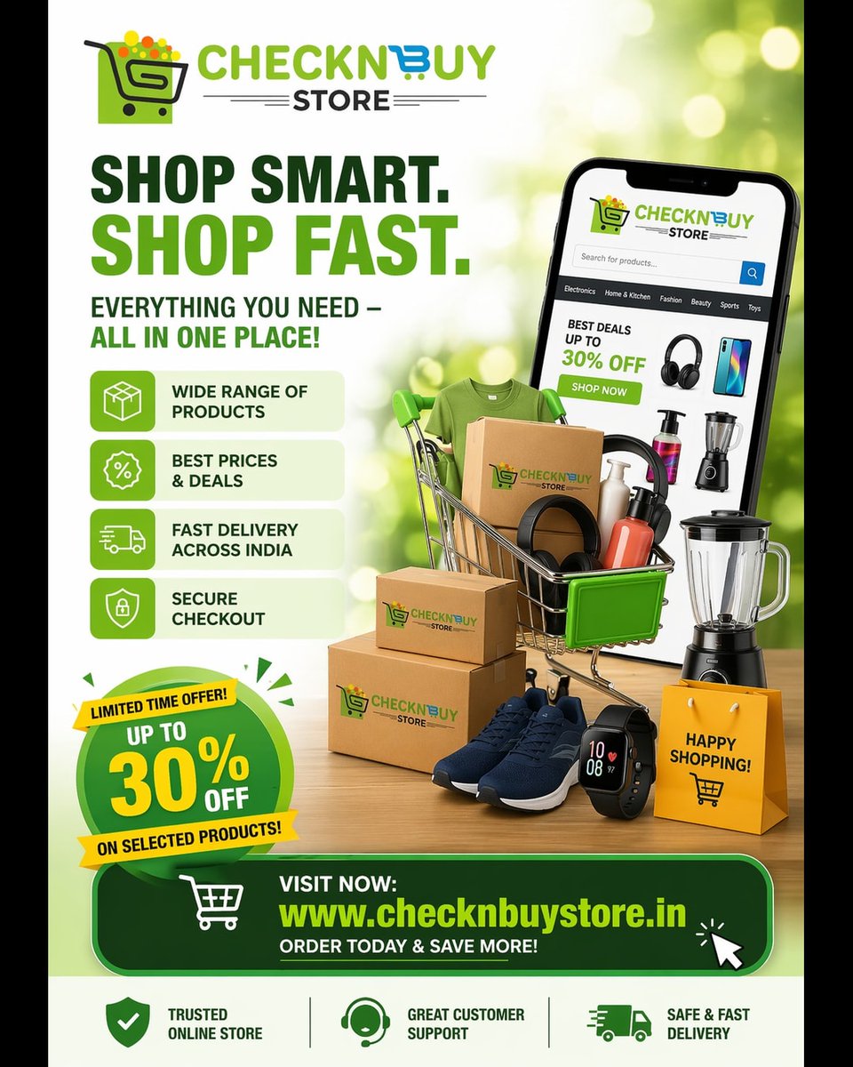 Checknbuystore's tweet image. At @Checknbuystore , we've brought everything you need together in one place, from #gadgets to #fashion essentials. Save time and shop smart!  Visit checknbuystore.com today and save big!

#onlineshopping #Unitedstates #America #globalshipping #FoodieFind #indiaresuperpower