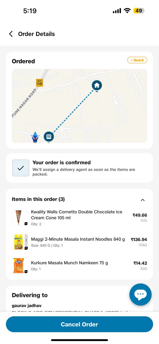 Mp1Cj's tweet photo. Ordered at 4:17 and right now it’s 5:20 how many hours JIO mart need to delivered this order ? @JioMart @JioMart_Support @InJiomart https://t.co/xWPRJpnuVh