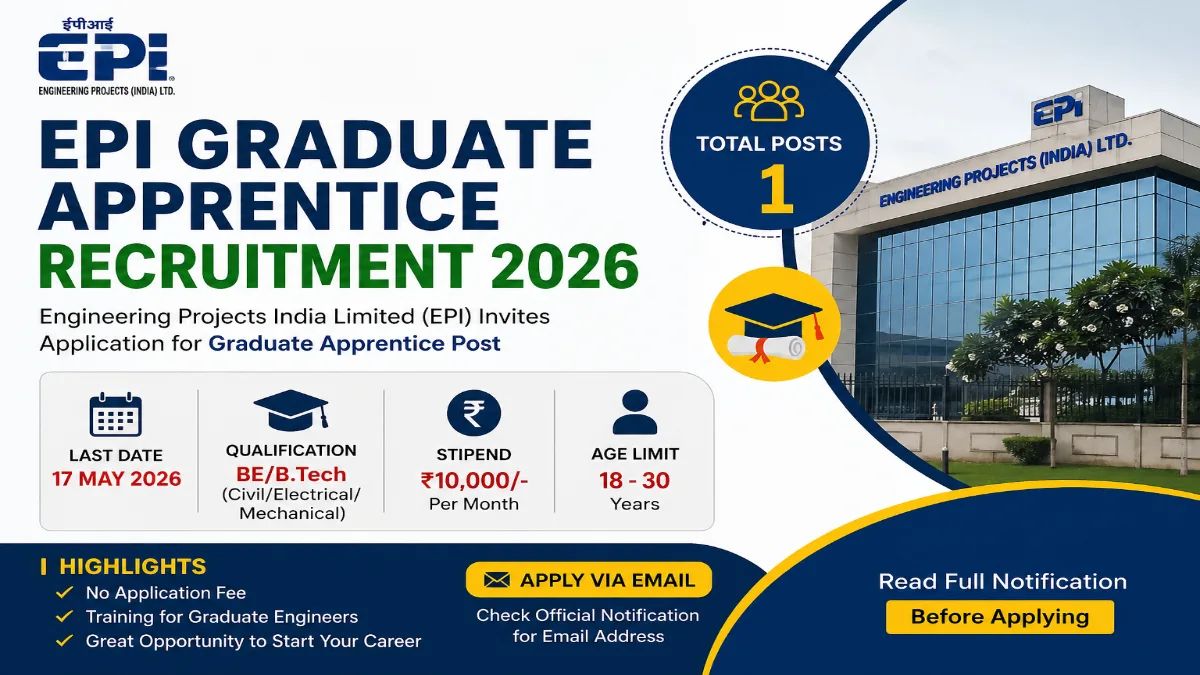 Sarkari_Result1's tweet image. EPI Graduate #apprentice  Recruitment 2026 – Online Form
@Sarkari_Result1 #SarkariResult 

Click Below Link To Apply👇
sarkariresult.app/epi-graduate-a…