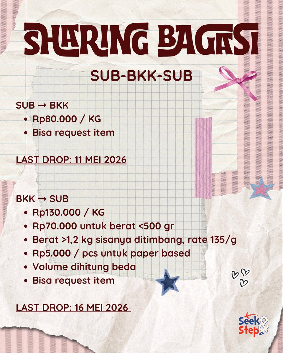 seeknstep's tweet photo. #Wsell sharing bagasi INA - BKK - INA

Avail banyak https://t.co/0nwzpgFX5X