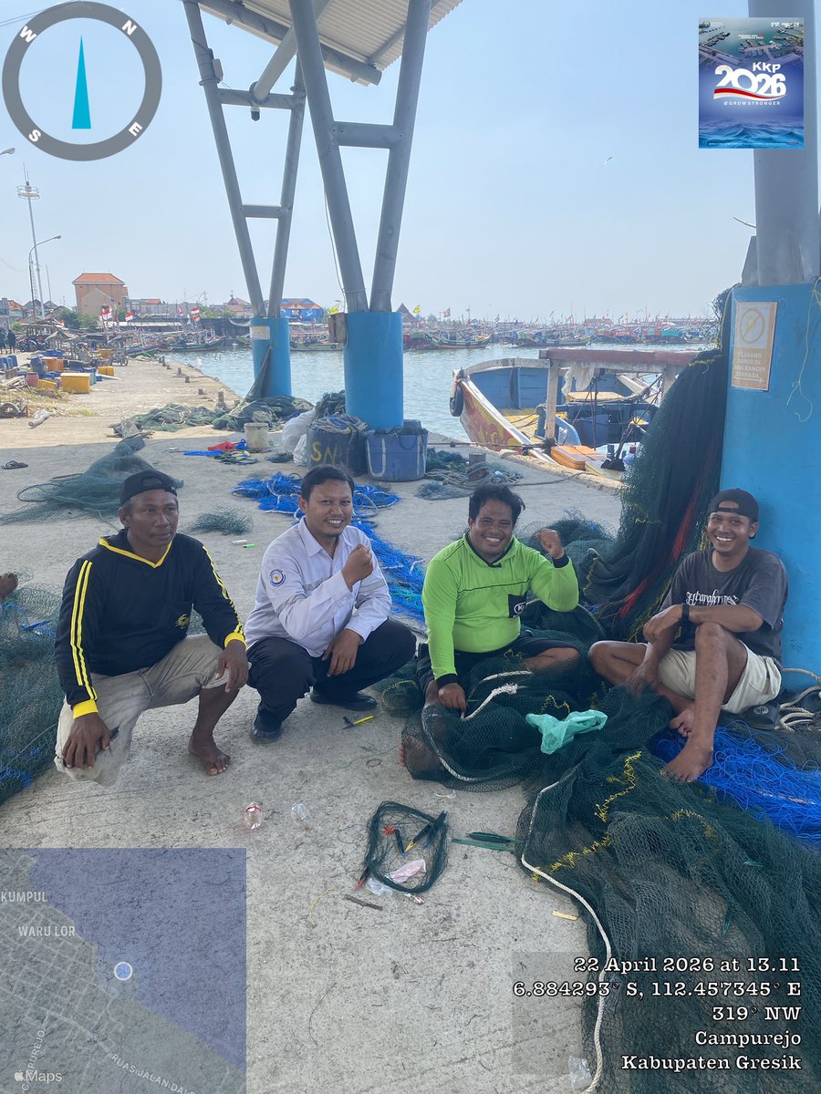 FaithZulkarnain's tweet photo. Pendampingan Akses Teknologi Terekomendasi pada KUB Bintang Timur Desa Campurejo Kec. Panceng pada Tgl 22 April 2026 tentang perawatan Alat Tangkap Ikan @bppsdm_puslatkp @kkpgoid  @bppsdm_bp3bwi https://t.co/cuSUNrkk9C