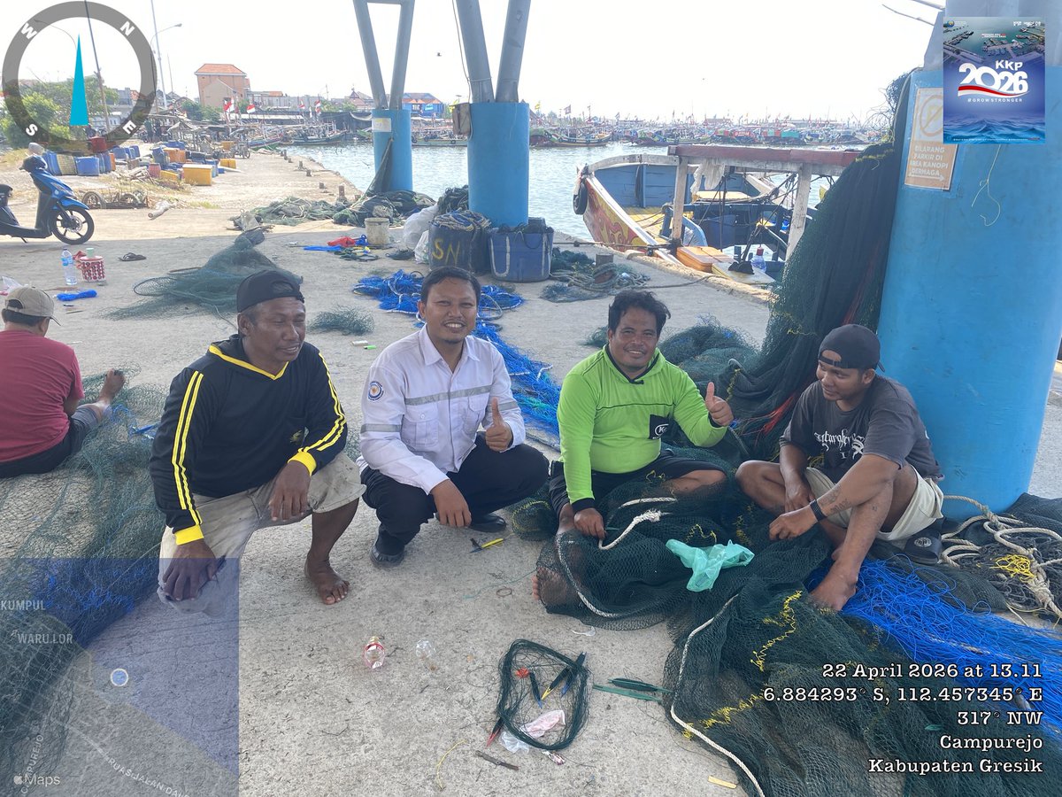 FaithZulkarnain's tweet photo. Pendampingan Akses Teknologi Terekomendasi pada KUB Bintang Timur Desa Campurejo Kec. Panceng pada Tgl 22 April 2026 tentang perawatan Alat Tangkap Ikan @bppsdm_puslatkp @kkpgoid  @bppsdm_bp3bwi https://t.co/cuSUNrkk9C
