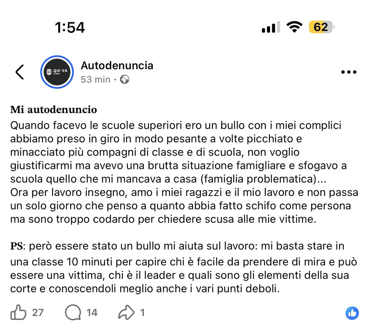 elfovaniglia's tweet photo. Siamo arrivati al punto in cui non si prova la minima vergogna a spiattellare sui social di essere stati dei bulli violenti. https://t.co/Azrl4dEb0L