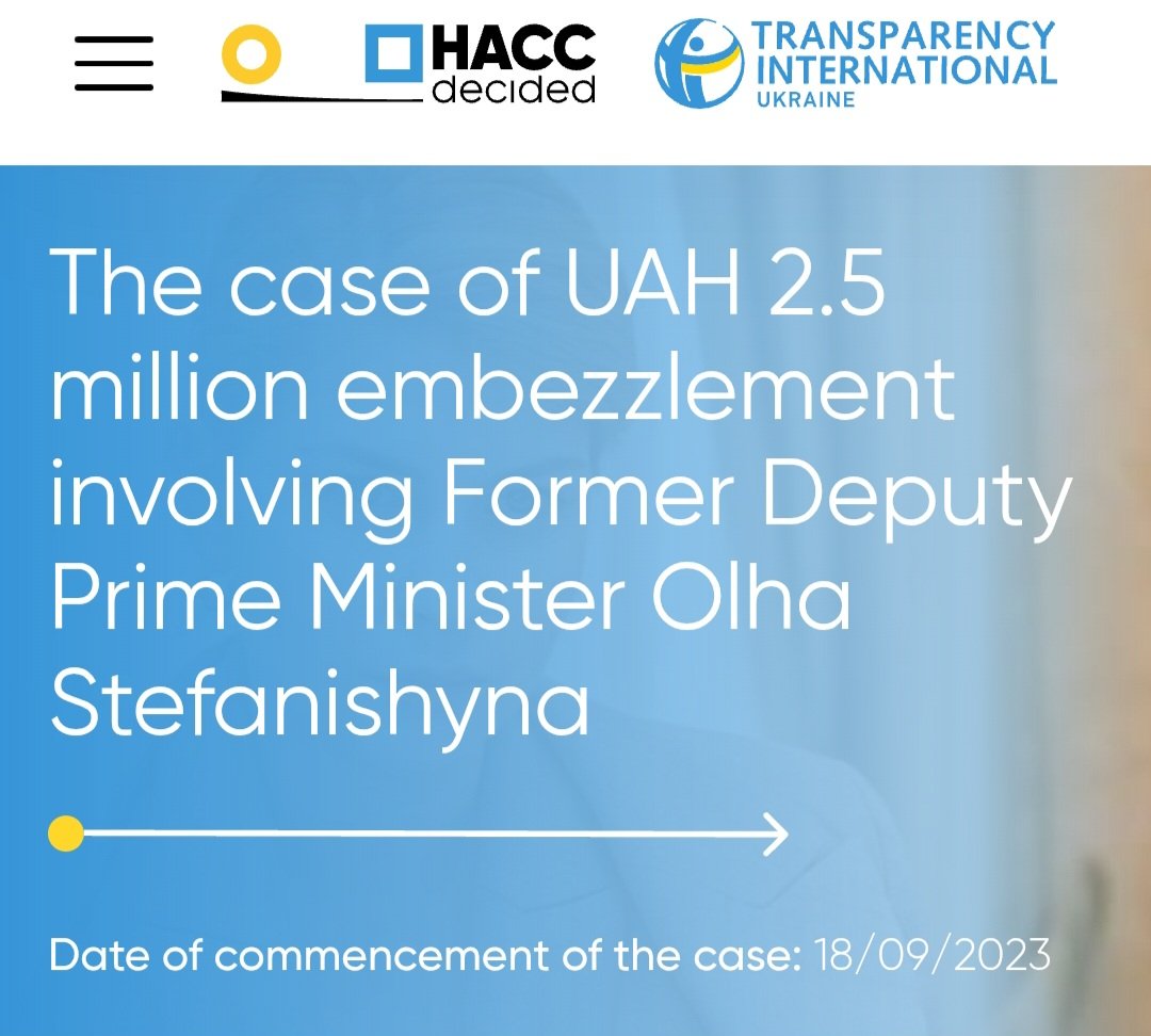 While Ukraines "Ambassador" to the US is busy staging dramatic, grinning, under table selfies during the attempted assassination of the US President-

Olga Stefanishyna is also a defendant in an active High Anti-Corruption Court (HACC) case back in Ukraine.

NABU accuses her of