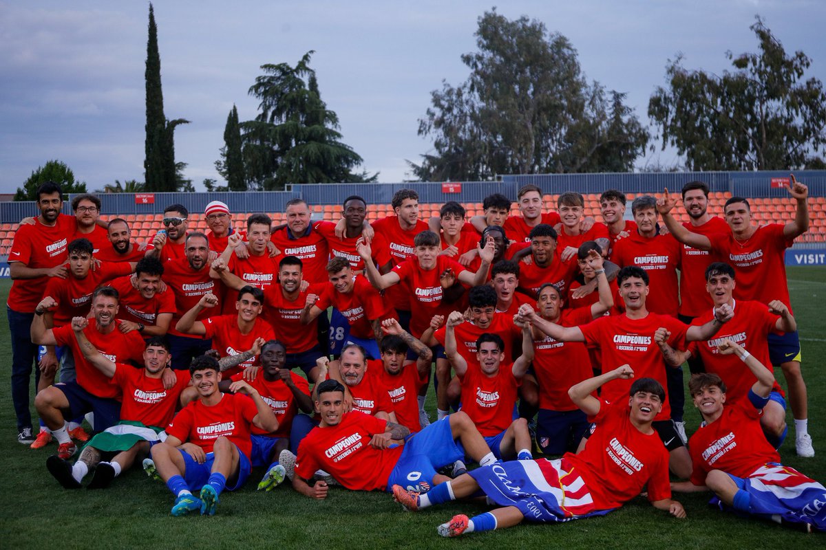 Felicitamos al @atleti C que ha ascendido a <a href="/Segunda_RFEF_/">Segunda Federación</a> 
Entrenado por MANEL RUANO solo perdió 5 partidos
Tiene jugadores como <a href="/Taufik_Seidu/">Taufik Seidu</a> que ya debutó con el Cholo.
JESÚS BARRIOS que lleva 21 goles o <a href="/sergioviina9/">sergioviina9</a> 
Quien estará en el B la temporada que viene?
#atleti