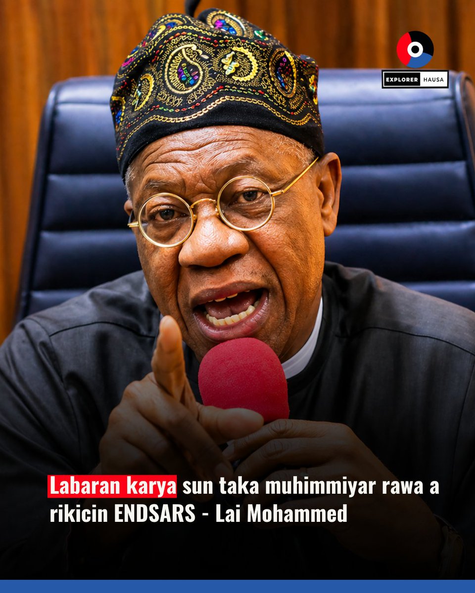 ExplorerHausa's tweet image. Tsohon ministan yada labarai da al’adu, Lai Mohammed, ya ce rikicin #EndSARS ya yi karfi da kuma tasiri ne a wancan lokacin sakamakon rashin ingantattun labarai, maimakon gazawar sadarwar gwamnati da 'yan kasa su kai ta fada.

Lai Mohammed ya bayyana haka ne a wani taron