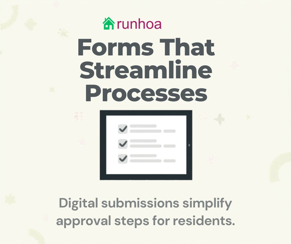runhoams's tweet image. 📋 Forms That Streamline Processes
Digital submissions simplify approvals and requests for the board.
 #HOA  #RunHOA
#HOAManagement #CommunityManagement #CondoManagement