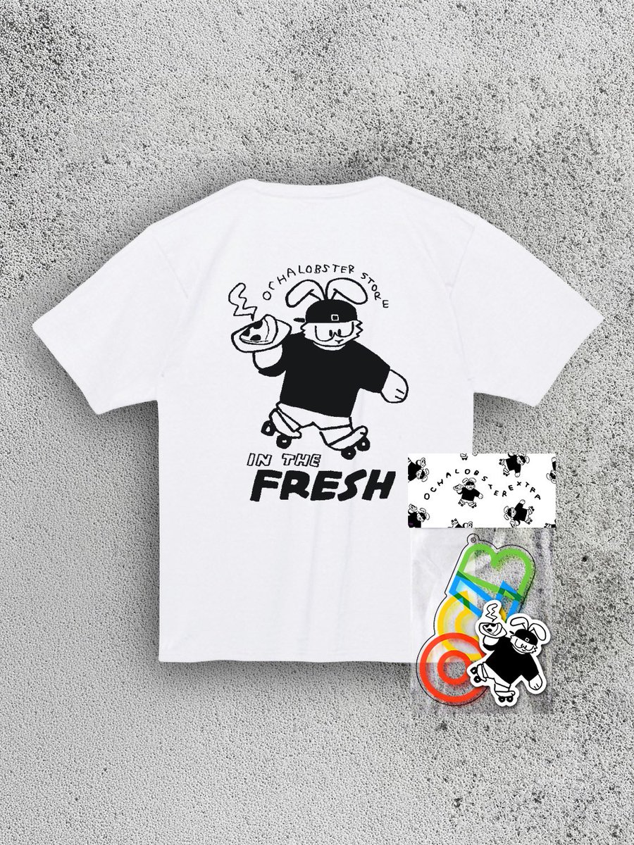OCHALOBSTER's tweet photo. 〔通販のおしらせ〕関西けもケット11で頒布した「OCHALOBSTER IN THE FRESH Tシャツ」を受注生産します。
注文受付期間は本日〜5月7日までで、商品の発送は6月上旬以降を予定しています。
他にもFUR TYPEや関けもで頒布したステッカーも販売中です。よろしくお願いいたします！https://t.co/Of2lzfrwej https://t.co/Y3N7DUh4lt
