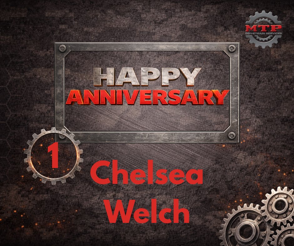 mtpdrivetrain's tweet photo. 🎉 Happy 1-Year Work Anniversary, Chelsea! 🌟 One year of hard work, growth, and making an impact! What a great milestone! We’re so glad you’re part of the team and can’t wait to see all you accomplish in the year ahead. 👏 https://t.co/EsiCZTp34D