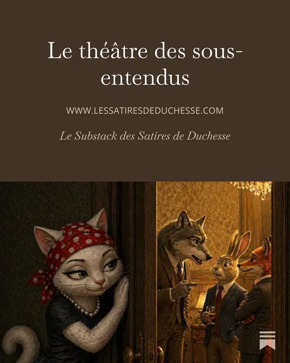 AutriceMoreau's tweet photo. 🎭 Le théâtre des sous-entendus

Ils ne parlent jamais directement.
Et pourtant… tout est entendu.

Demain sur https://t.co/qkLWOxko5l.

#LesMaximesDeDuchesse 🐾 https://t.co/FgElPdjFsG