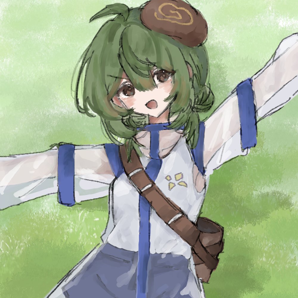 Nec0_314's tweet photo. すごい落書きだけど梅雨モチーフの子作成 https://t.co/yXWMED9TAn