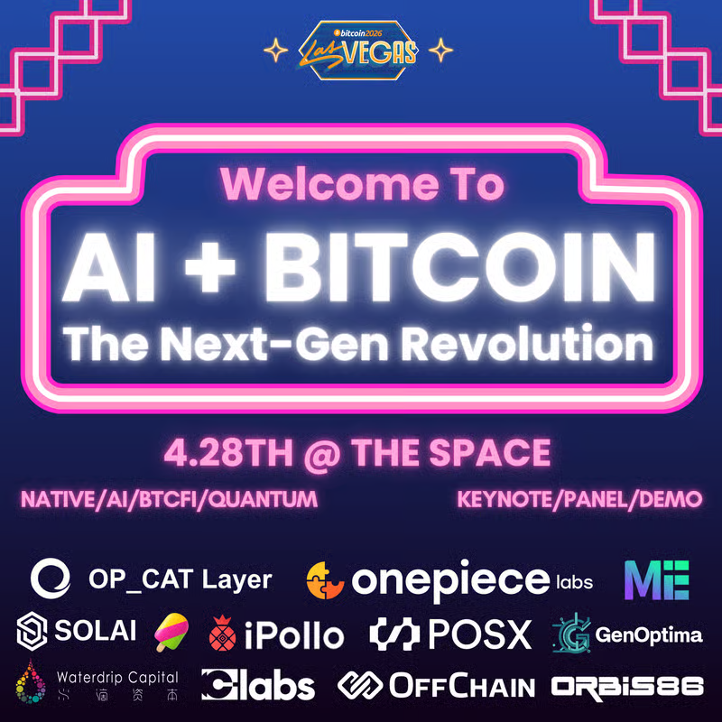 MEeventHK's tweet photo. The AI + Bitcoin Revolution: Live in Las Vegas ⚡️
AI meets the world’s most secure network. Join us to deconstruct the fusion of Native Protocols, AI, and BTCFi. Forget the noise—come for the RWA alpha. 🚀
📅 Apr 28 | 1:00 PM - 5:00 PM (PDT)
📍 Las Vegas | Private Venue
🔗 Lock your spot: https://t.co/74SnlKyEp0
🔥 Agenda Highlights:
🔹 Keynotes: OP_CAT Layer, POSX & ME Group
🔹 Panels: BTC Eco Future & AI + Web3 Revolution
🔹 Live Demos: AI-driven project showcases
🤵 Hosts: @op_catlayer, @OnePieceLabs, @MetaEraHK, @SOLAILIMITED, @soluluUSA, @iPolloClaw, @POSX_Official, @waterdripfund, @giantcutie666, @Genoptima
#AI #BitcoinVegas #RWA #AIAgents #BTCFi #Web3