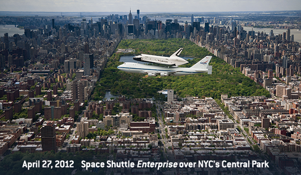 Astro_Cady's tweet image. #OTD 4/27/2012: #SpaceShuttle #Enterprise arrived in NYC atop a @NASA Aircraft. It flew over all 5 boroughs and past many #NYC landmarks, including the #StatueOfLiberty and @CentralParkNYC. It landed at @JFKairport before making its journey to its new home at the @IntrepidMuseum.