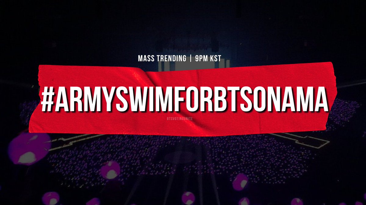 01Btsxarmy1's tweet photo. [🛑] MASS TRENDING START NOW! 

Let's trend the keyword while waiting for mass voting! 🗳 Prepare your account and invite all ARMY from other platform to join us! ✊️🔥

RETWEET TO SPREAD! 🔃
🔑: #ARMYSwimForBTSonAMA
🗳: https://t.co/RVO2gNqfbj https://t.co/NmXknqVxLG