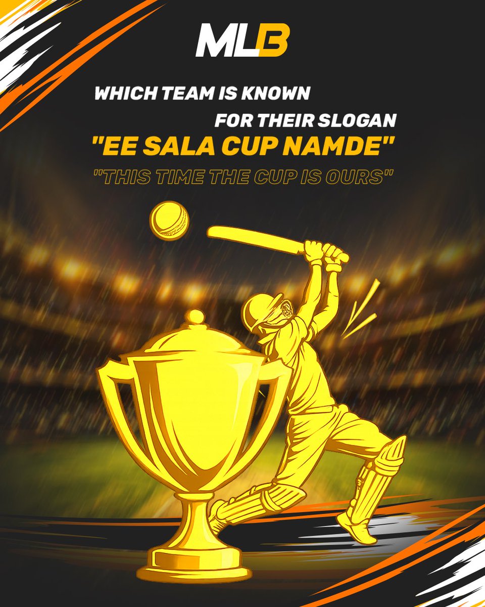 Melbat_official's tweet image. That iconic line every season… 👀🔥
“Ee Sala Cup Namde” — but which team made it legendary? 🏏
Think you know your IPL well?
Drop your answer below 👇
Let’s separate the real fans from the rest 💯

#IPL #IPLQuiz #CricketTalk #RCB #EeSalaCupNamde #CricketFans #GameTime