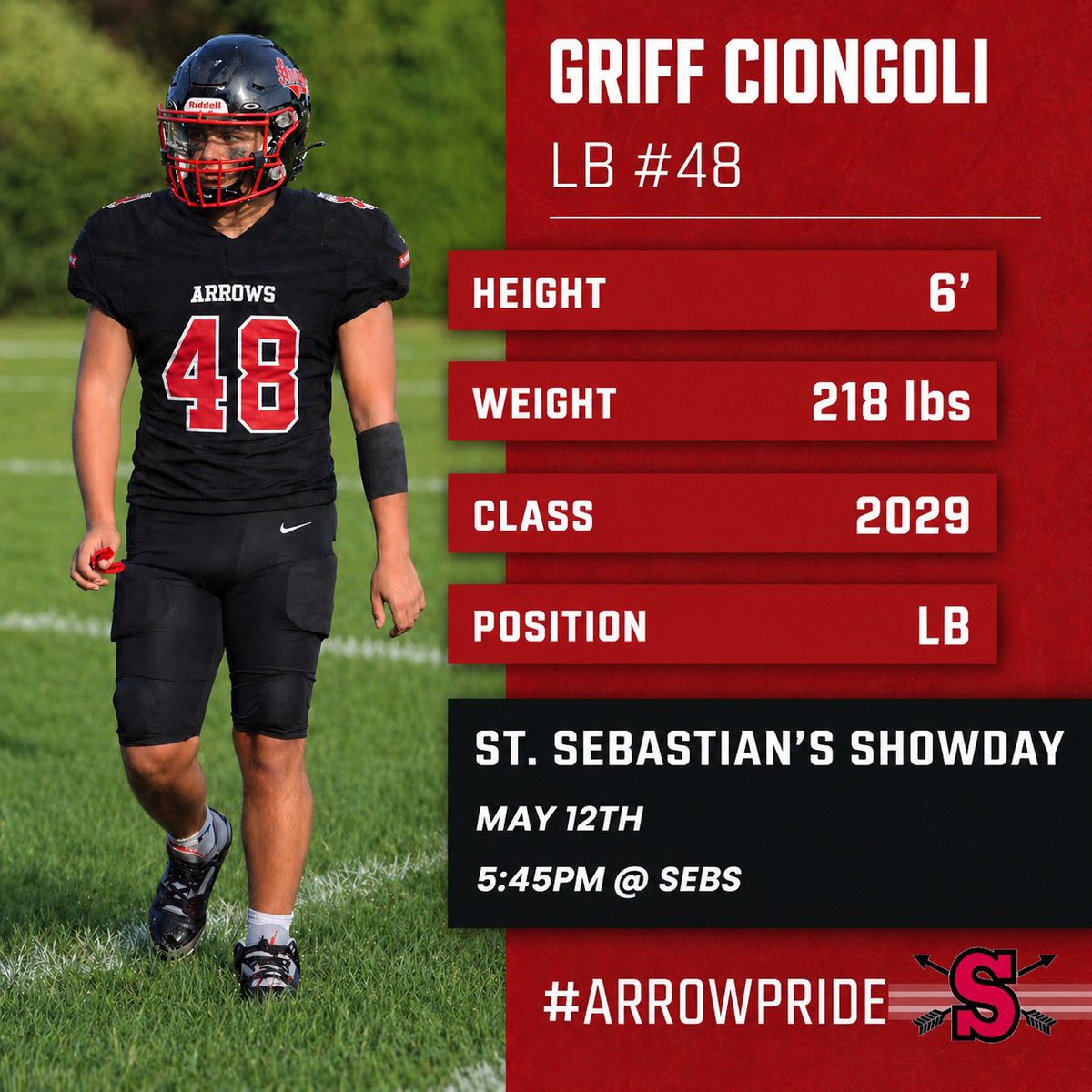 CiongoliGriff's tweet photo. Come watch me and my teammates on May 12! @stsebsfootball @CoachBurkeSebs https://t.co/FCo6Z4LLHf