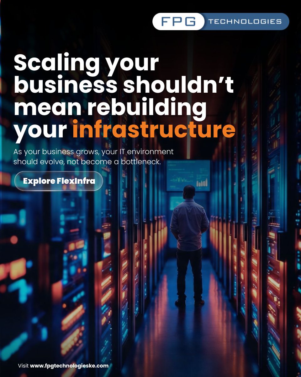 FpgTech_ke's tweet photo. Growth requires more than ambition, it requires the right foundation.
If your infrastructure can’t keep up, neither can your business.

FlexInfra is designed to eliminate rigid systems and replace them with a flexible, scalable infrastructure that supports real business demands. https://t.co/mhqdAmYVQ3