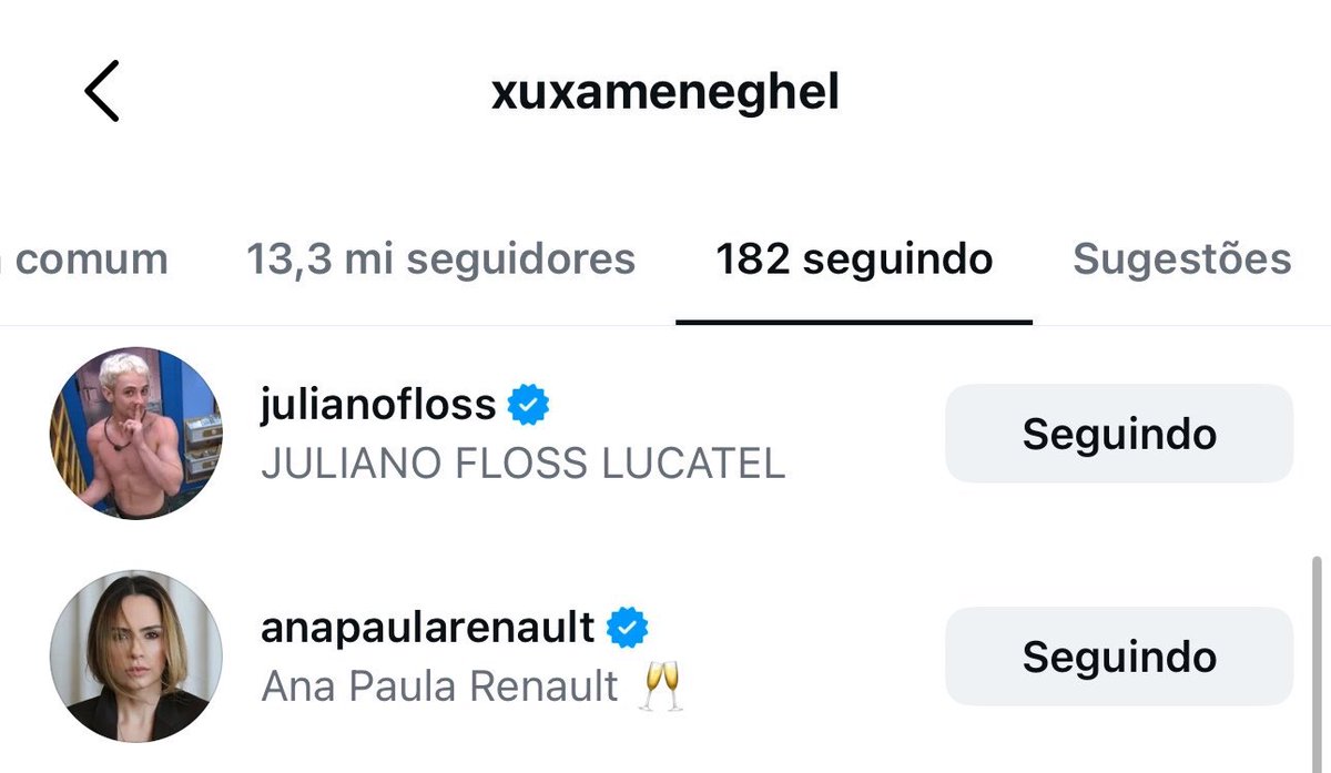 Os únicos finalistas que o grupinho da Xuxa seguem. Lembrando que ela mesmo contou que tiveram que engolir um ranço pra levar pra final! Solos e julianas sempre bem representados…