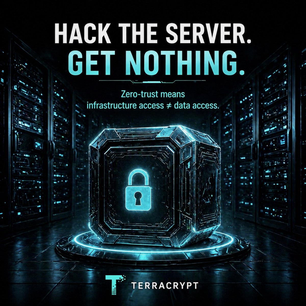 terra_crypt's tweet photo. 𝗛𝗮𝗰𝗸 𝘁𝗵𝗲 𝘀𝗲𝗿𝘃𝗲𝗿. 𝗚𝗲𝘁 𝗻𝗼𝘁𝗵𝗶𝗻𝗴.

Most systems still assume that breaching infrastructure means breaching data.

That’s the old model.

Terracrypt is built on a zero-trust architecture where infrastructure access does not equal readable information.

Even if systems are targeted, meaningful data remains protected.

Security should not depend on perimeter walls.
It should depend on whether usable data exists at all.
