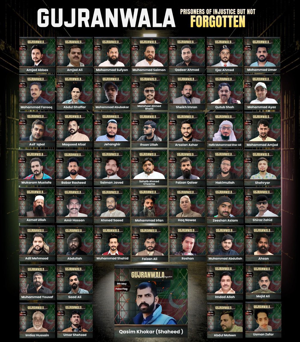 پاکستان کا نظام عدل مفلوج ہے، جج انصاف کرنے سے قاصر ہیں۔ بے گناہ پاکستانی آمریت کے اس سیاہ دور میں کال کوٹھریوں میں بند ہو کر حق کا ساتھ دینے کی سزا کاٹ رہے ہیں۔

۹ مئی فالس فلیگ آپریشن کا شکار پی ٹی آئی گوجرانوالہ کے ۵۱ اسیران انصاف سے محروم اور ریاستی جبر کا شکار ہیں۔ آمریت سے
