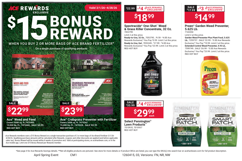 AceSycamore's tweet image. More Spring Event savings!!! Soo many savings couldn't get them all on one post!
Spring into savings! 🌸✨ Grab your deals from April 15-28 🗓️ Don’t miss out on multiple offers—shop now! 🛠️ #SpringSavings #AceHardware