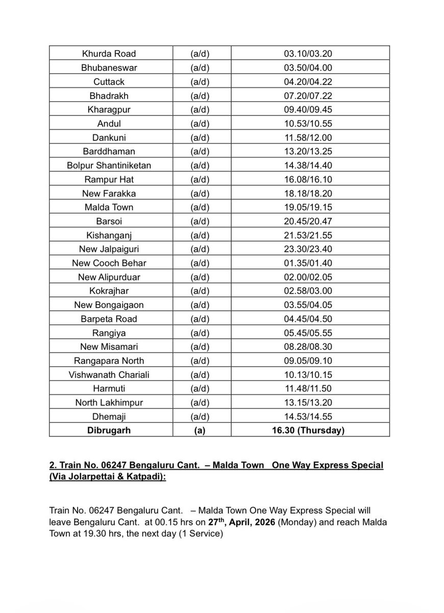 GMSRailway's tweet image. One Way Special Trains!

The Following Special trains (Train On Demand) will be operated to clear extra rush of passenger during Summer season

#Summer #SouthernRailway