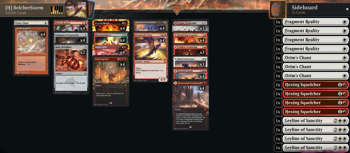 CunicoliGoblin's tweet image. 1x 🏆 and 3x 6-1 in the #Historic #Metagame #Challenge with this farming machine: BelcherStorm!! 👹💣
Credits for the idea go to @MtgSodek, who built the deck in Modern, while I adapted it for Historic.
The deck is quite consistent and features several turn 2-3 winning lines! 🔥