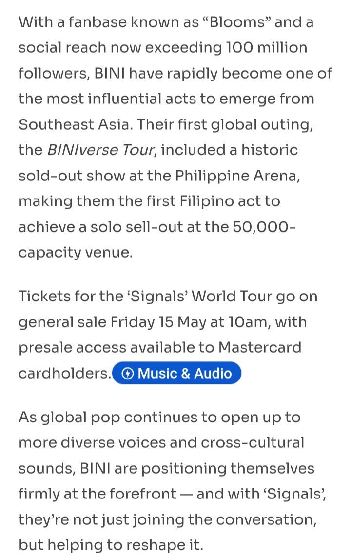 The Philippines’ trailblazing girl group BINI have announced their ‘Signals’ World Tour, as their rapid global rise shows no signs of slowing. — UK's ATV Today 🇬🇧

#BINI #BINI_SIGNALS_WORLDTOUR_2026 #BINI_SIGNALS_TOUR